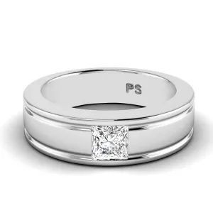 0.65 CT Princess Cut Diamonds - Mens Wedding Band