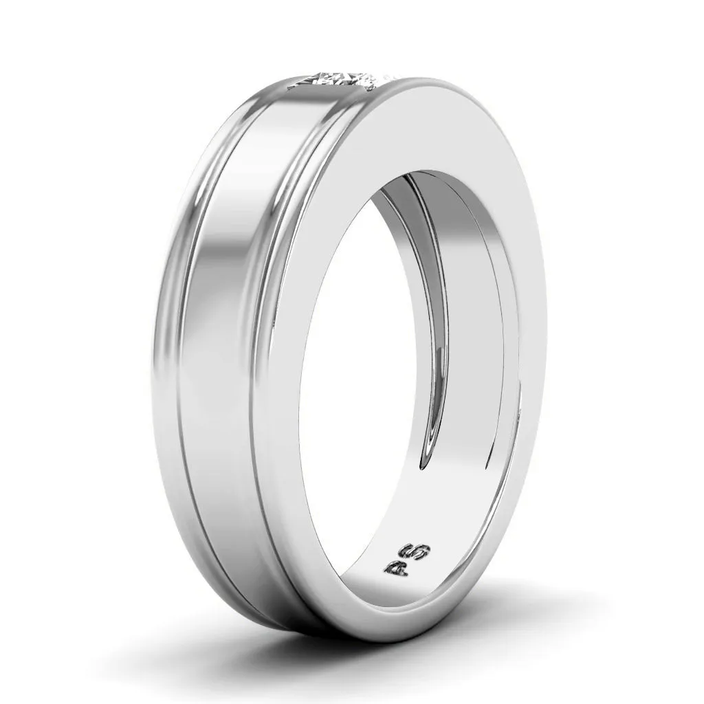 0.65 CT Princess Cut Diamonds - Mens Wedding Band