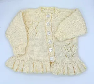 12-18 M Cream Acrylic Butterfly and Flower Knit Cardigan