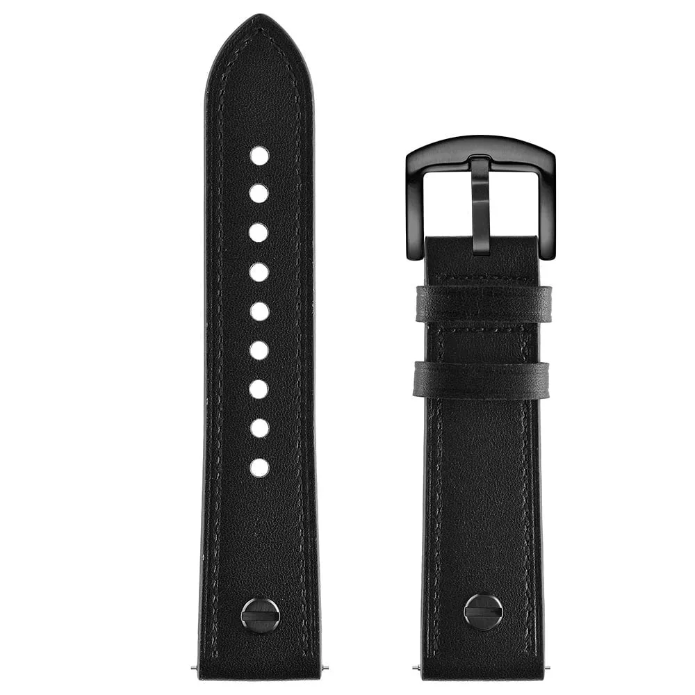 20mm Universal Leather Strap with Screw (Black)