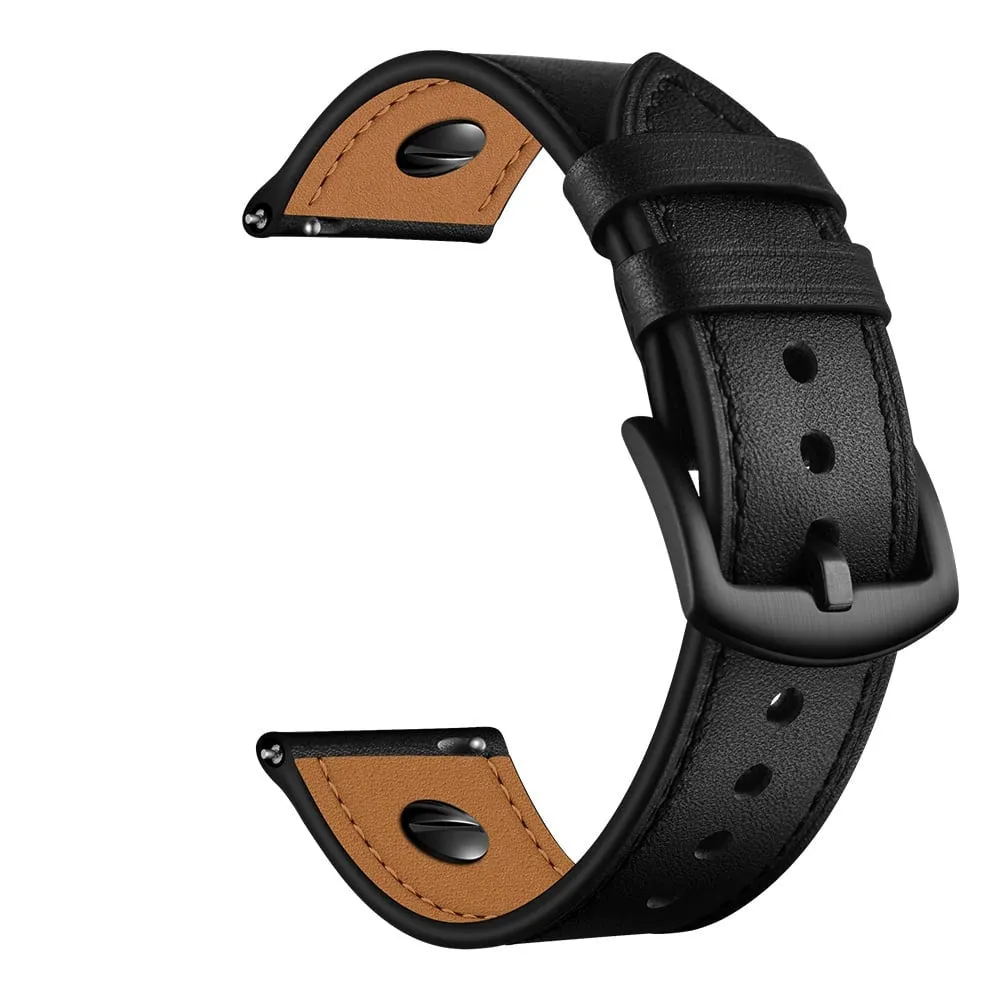 20mm Universal Leather Strap with Screw (Black)