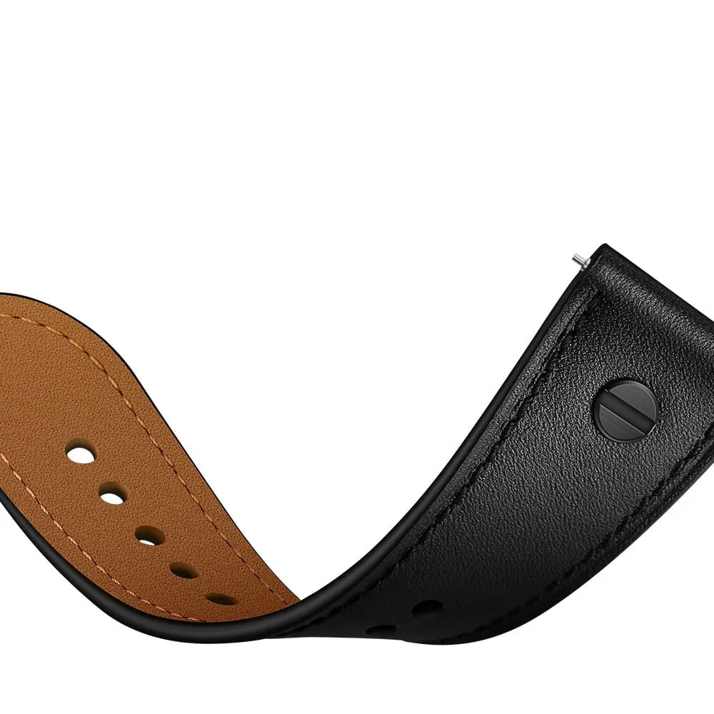 20mm Universal Leather Strap with Screw (Black)