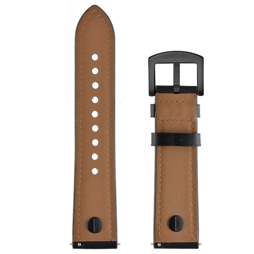 20mm Universal Leather Strap with Screw (Black)