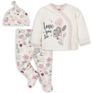 3-Piece Organic Baby Girls Love You So Take-Me-Home Set