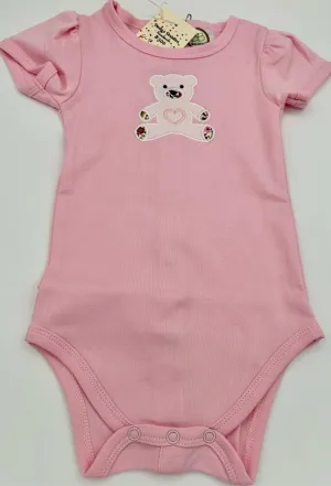 6-9 M Onesie - Pink w/Teddy Bear Applique