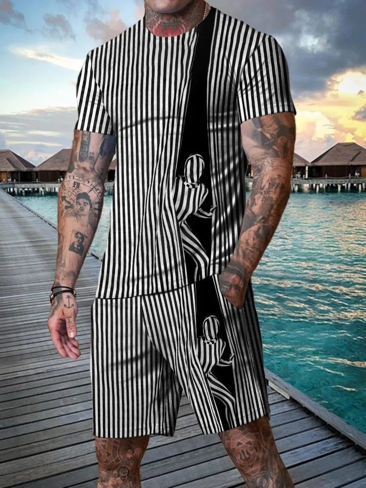 ABSTRACT STRIPES PRINTING SUIT