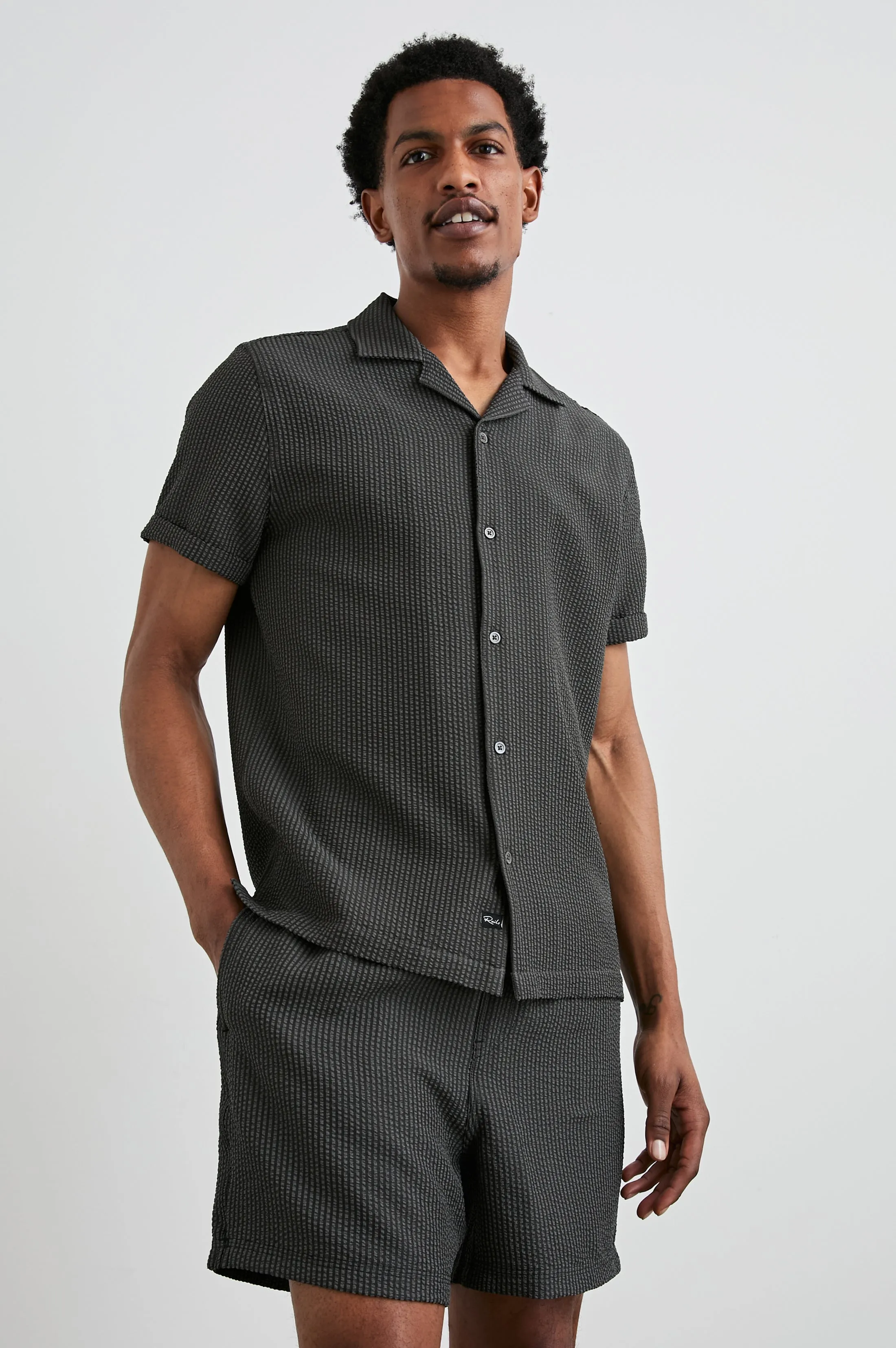 AMALFI SHIRT - CHARCOAL SEERSUCKER