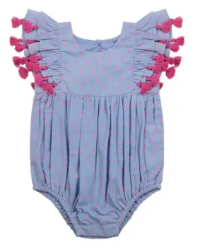 Anna Romper - Blue Swiss Dot