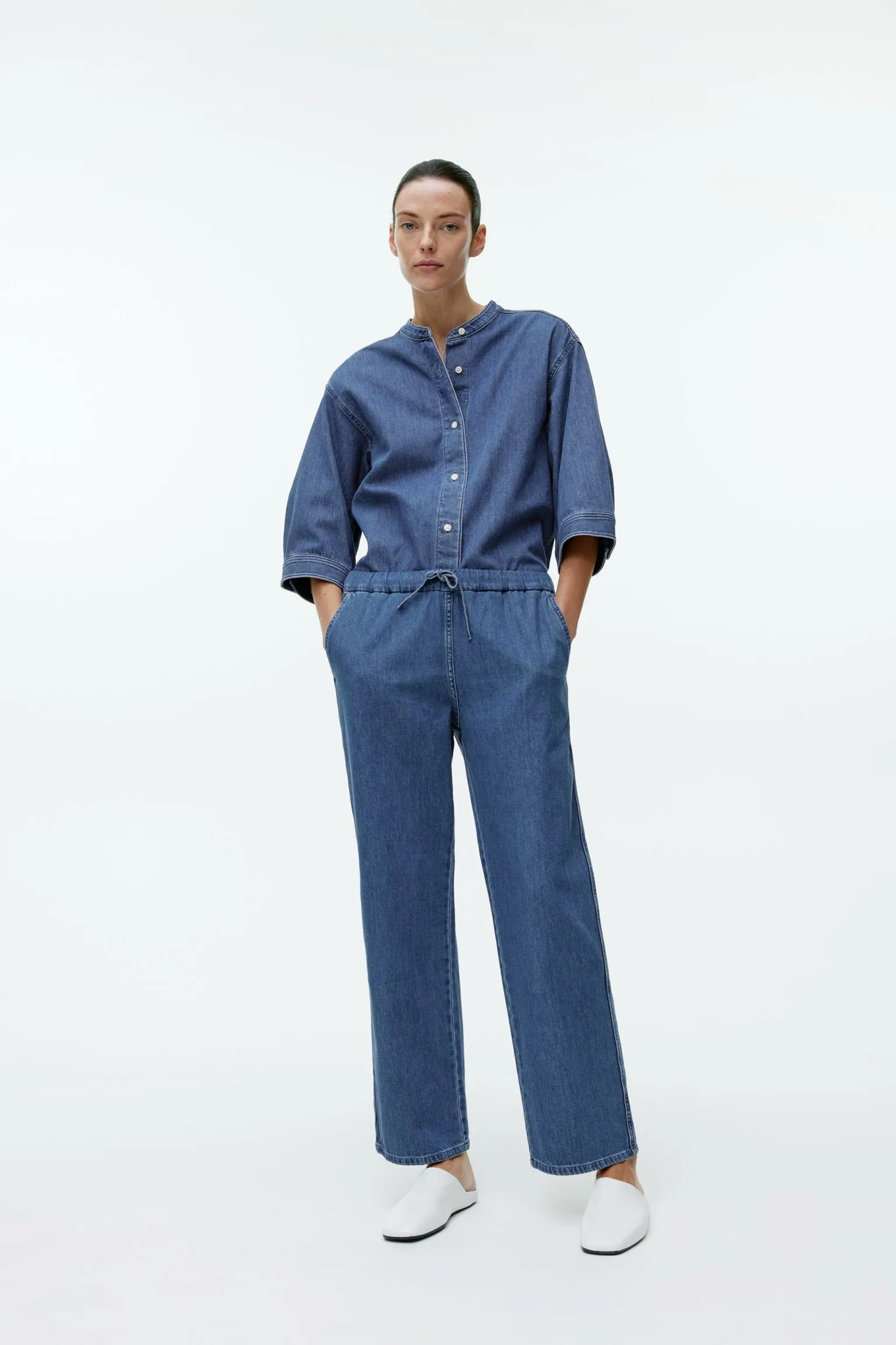 Arket Denim Pants With Drawstring, blue