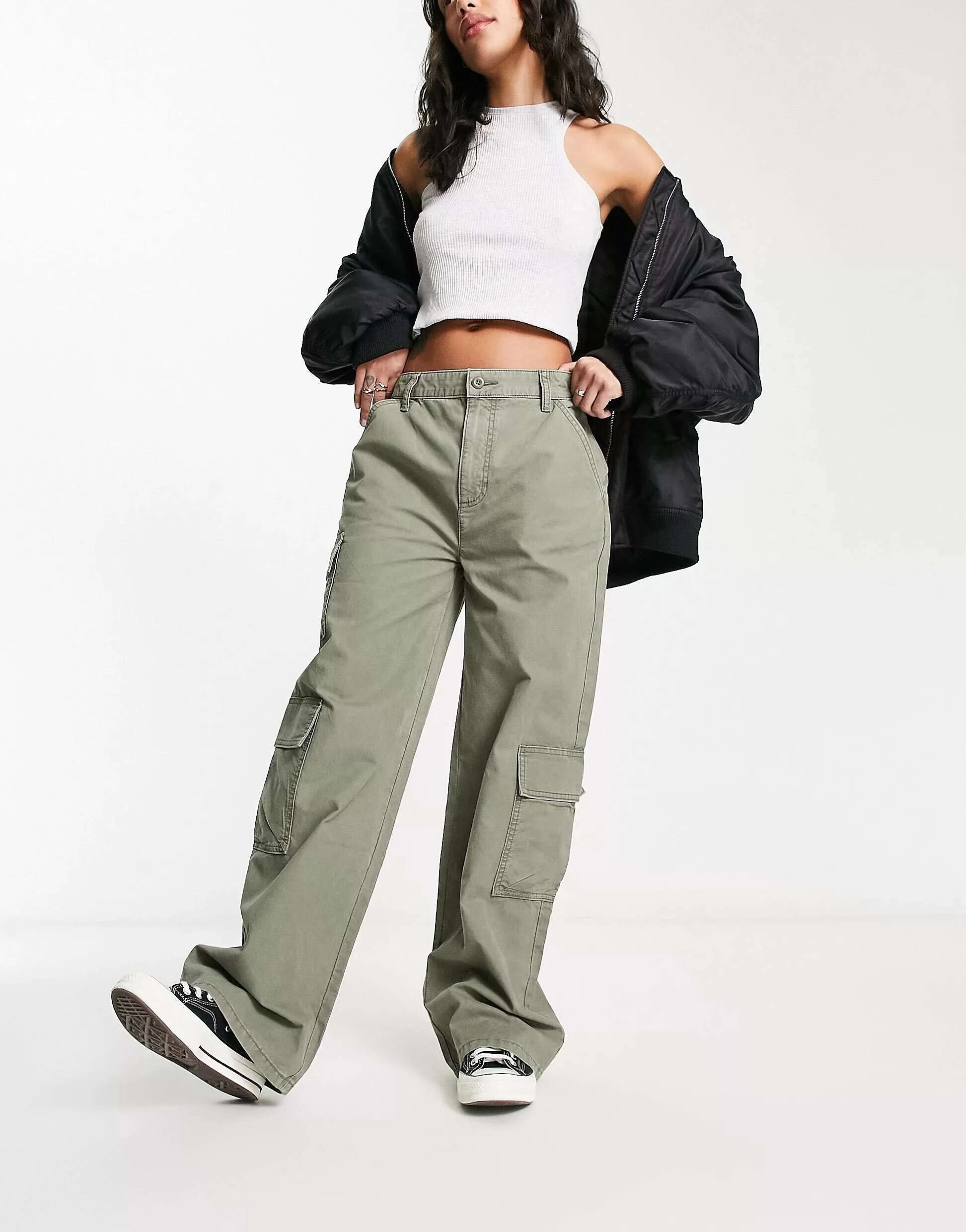 ASOS Oversized Multi Pocket Cargo Pants in Khaki