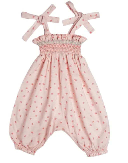 Audrey Smocked Romper - Fraisies Print