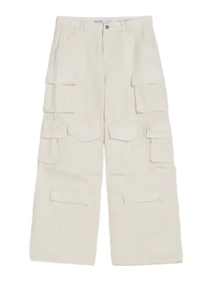 Bershka loose fit cargo pants, white