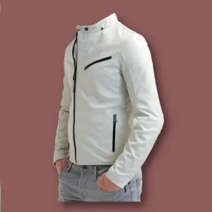 Bila White Genuine Leather Jacket for Men-B