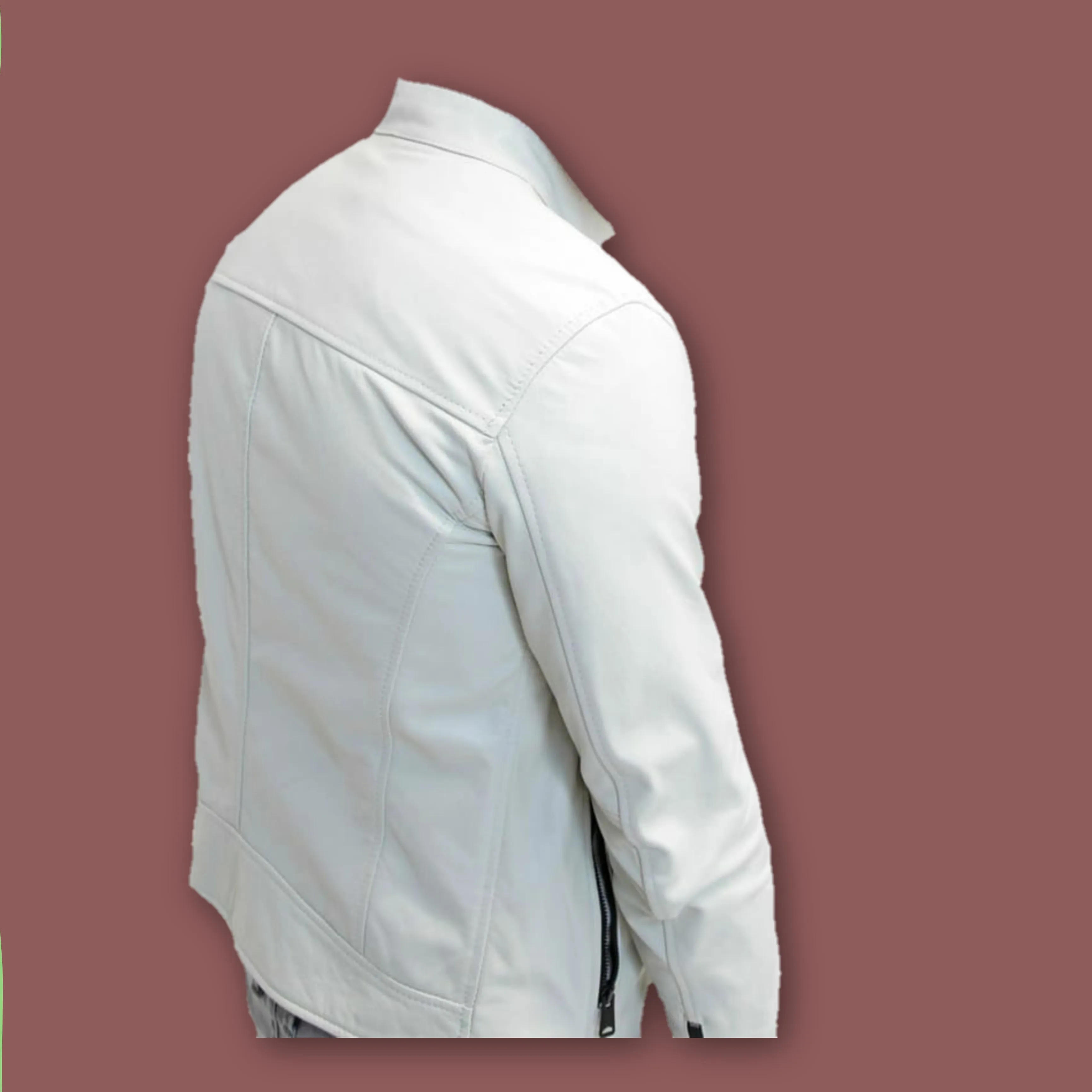 Bila White Genuine Leather Jacket for Men-B