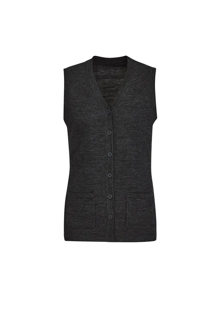 Biz Care Womens Button Front Knit Vest (CK961LV)