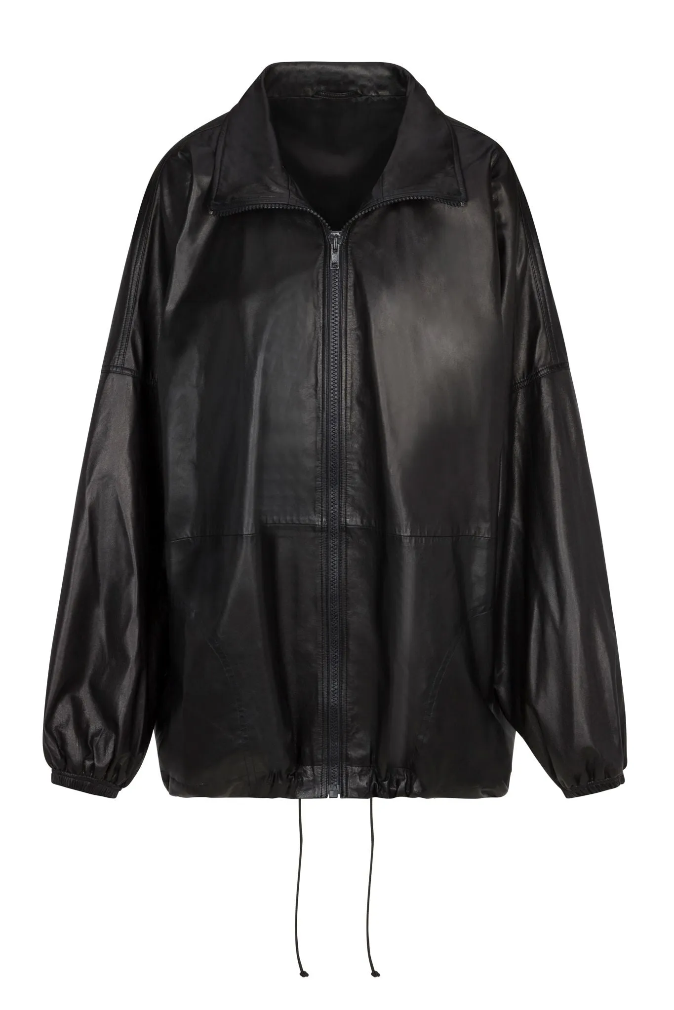 Black Leather Anorak Jacket