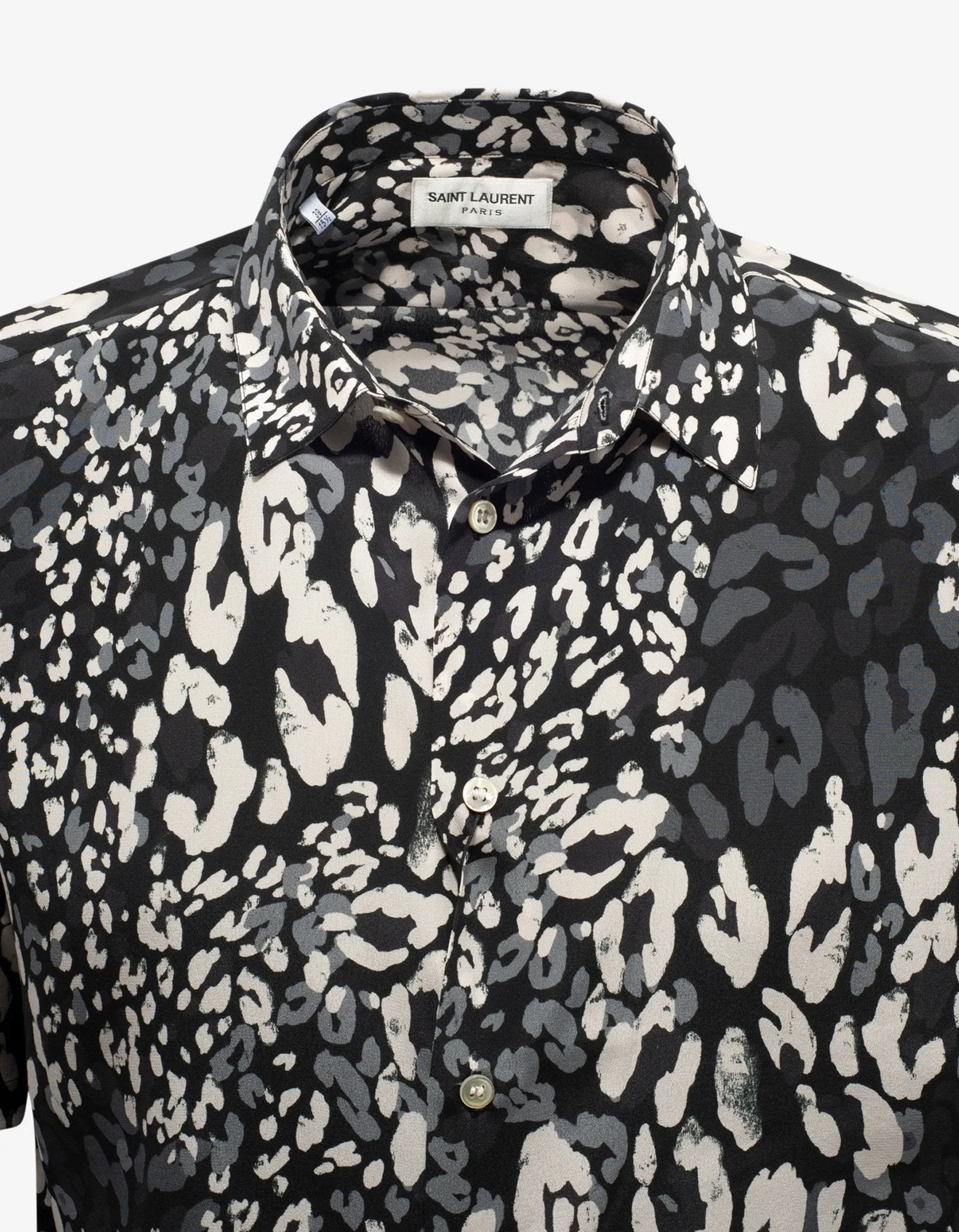 Black Leopard Print Silk Shirt -