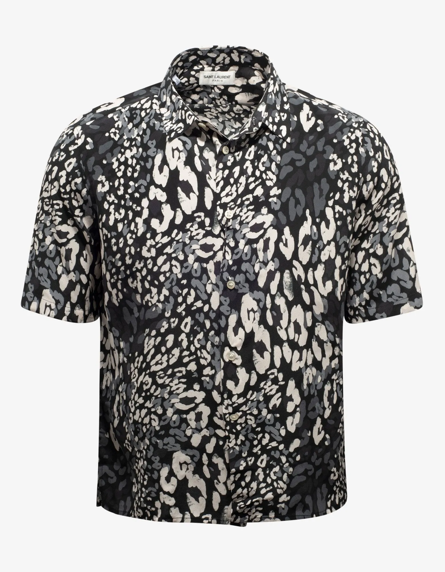 Black Leopard Print Silk Shirt -