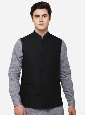 Black Regular Fit Solid Modi Jacket | JadeBlue