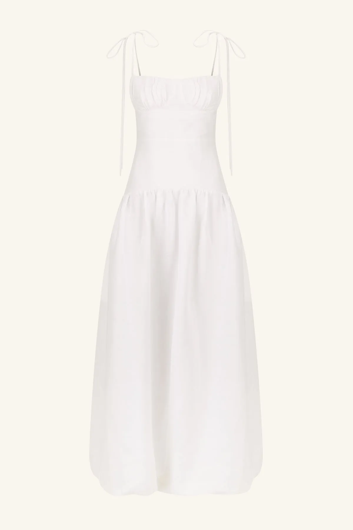 BLANC GATHERED MIDI DRESS