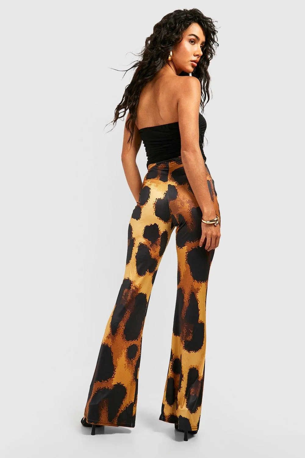 Boohoo Leopard Print Trousers, Brown