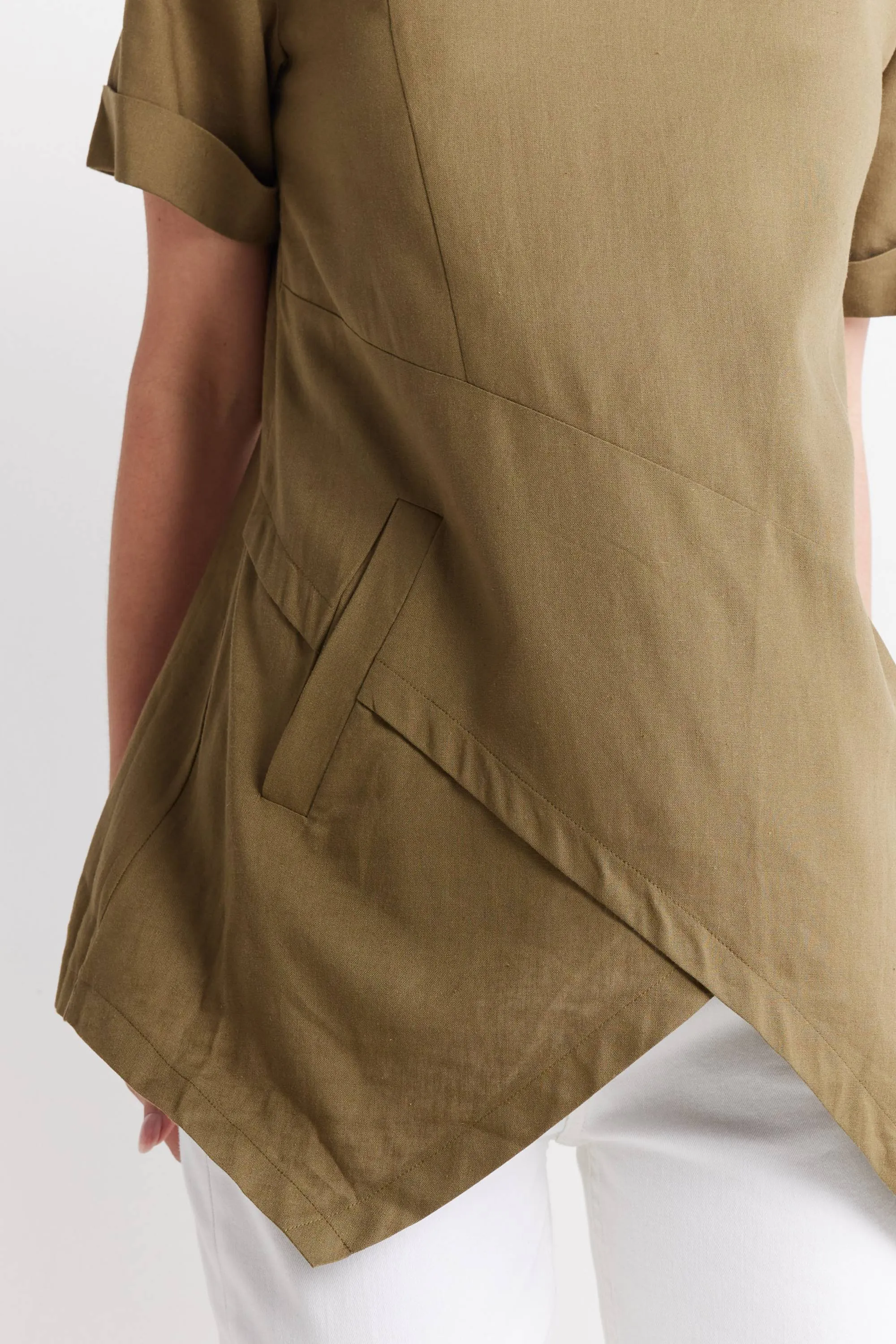 Breezy Asymmetric Linen Top