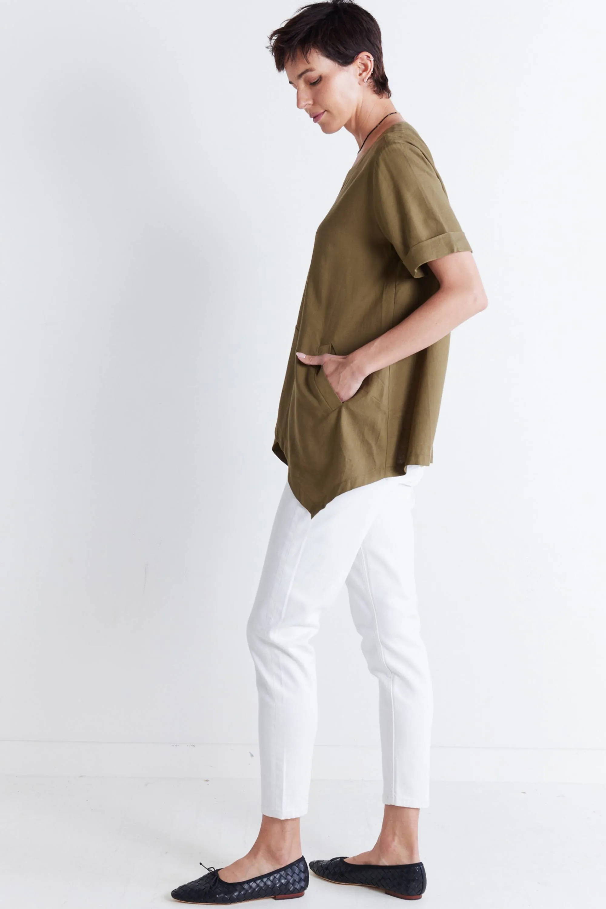 Breezy Asymmetric Linen Top