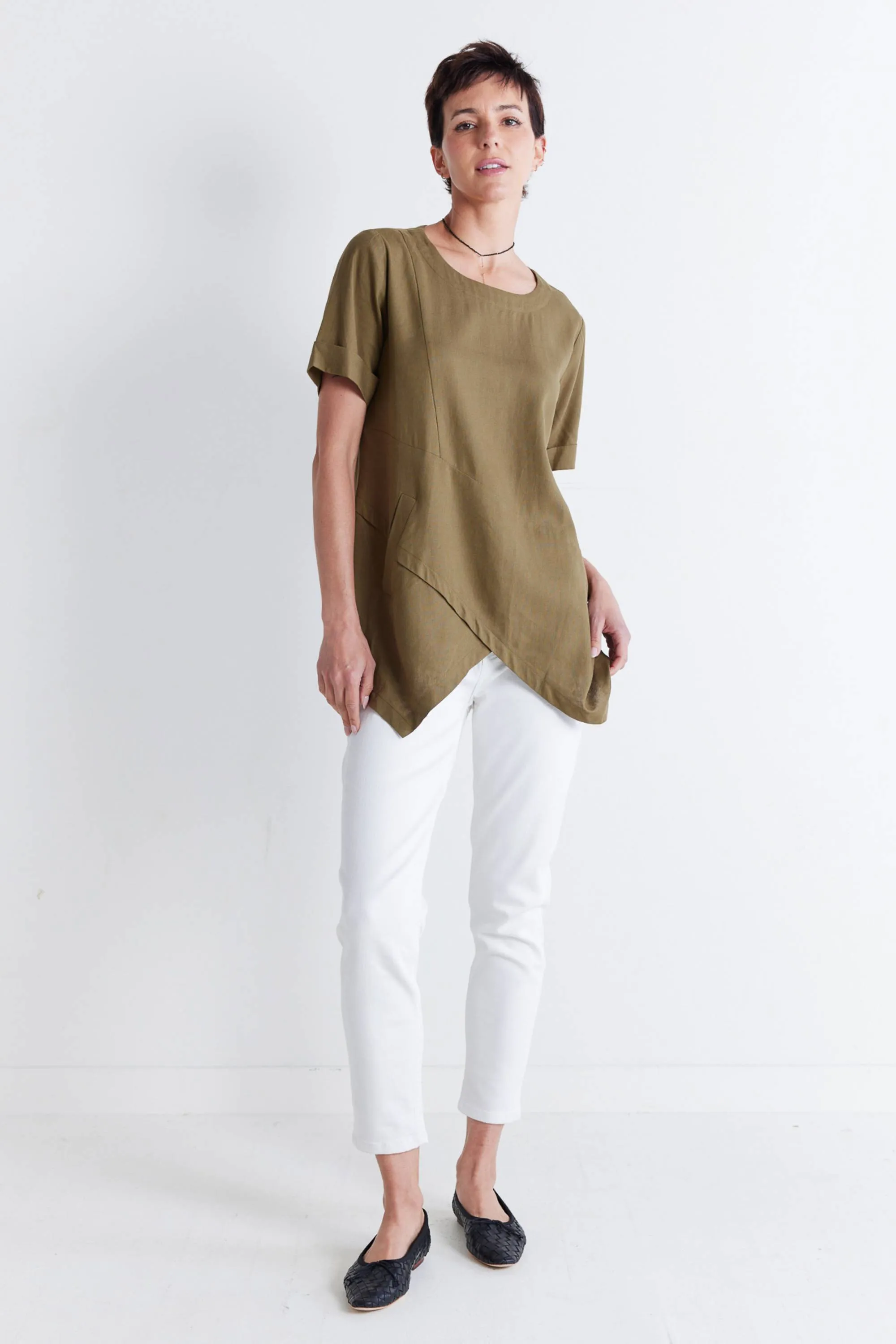 Breezy Asymmetric Linen Top