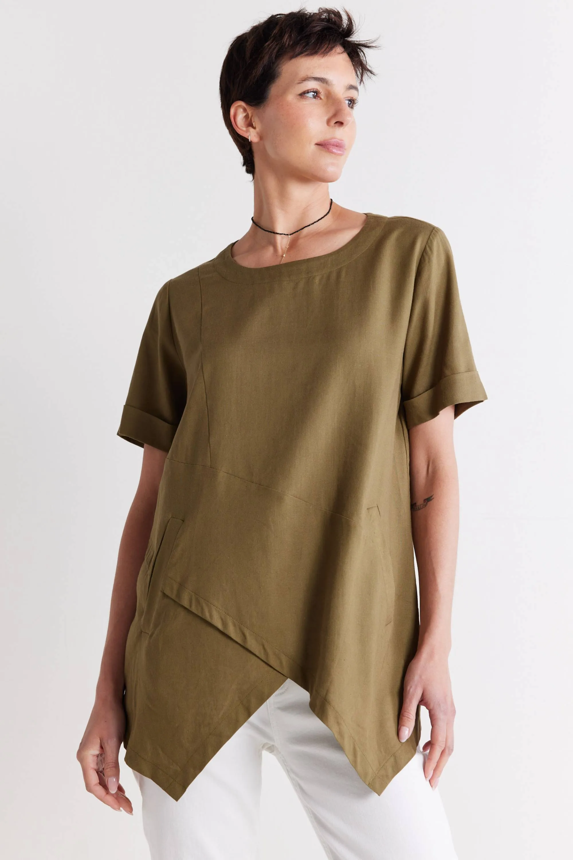 Breezy Asymmetric Linen Top