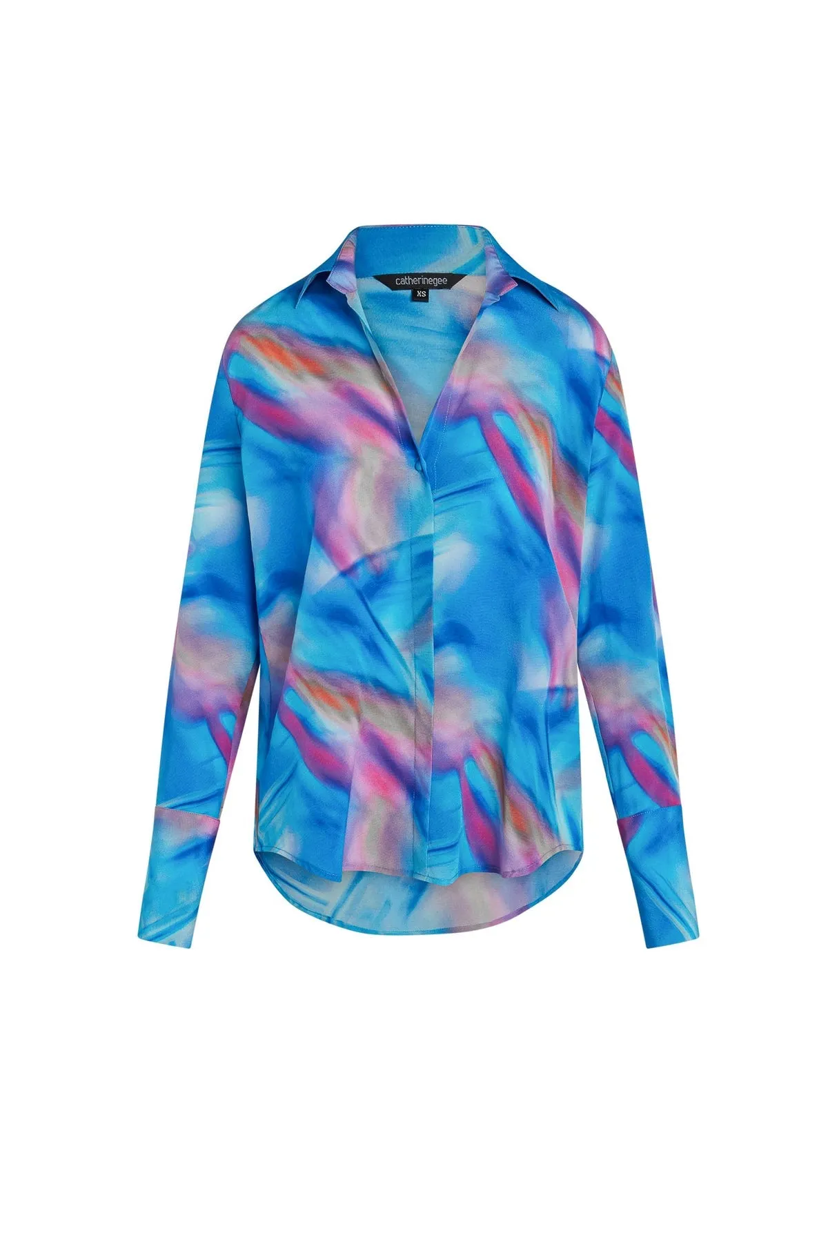 Catherine Gee Daria French Cuff Silk Blouse | Blue Prism