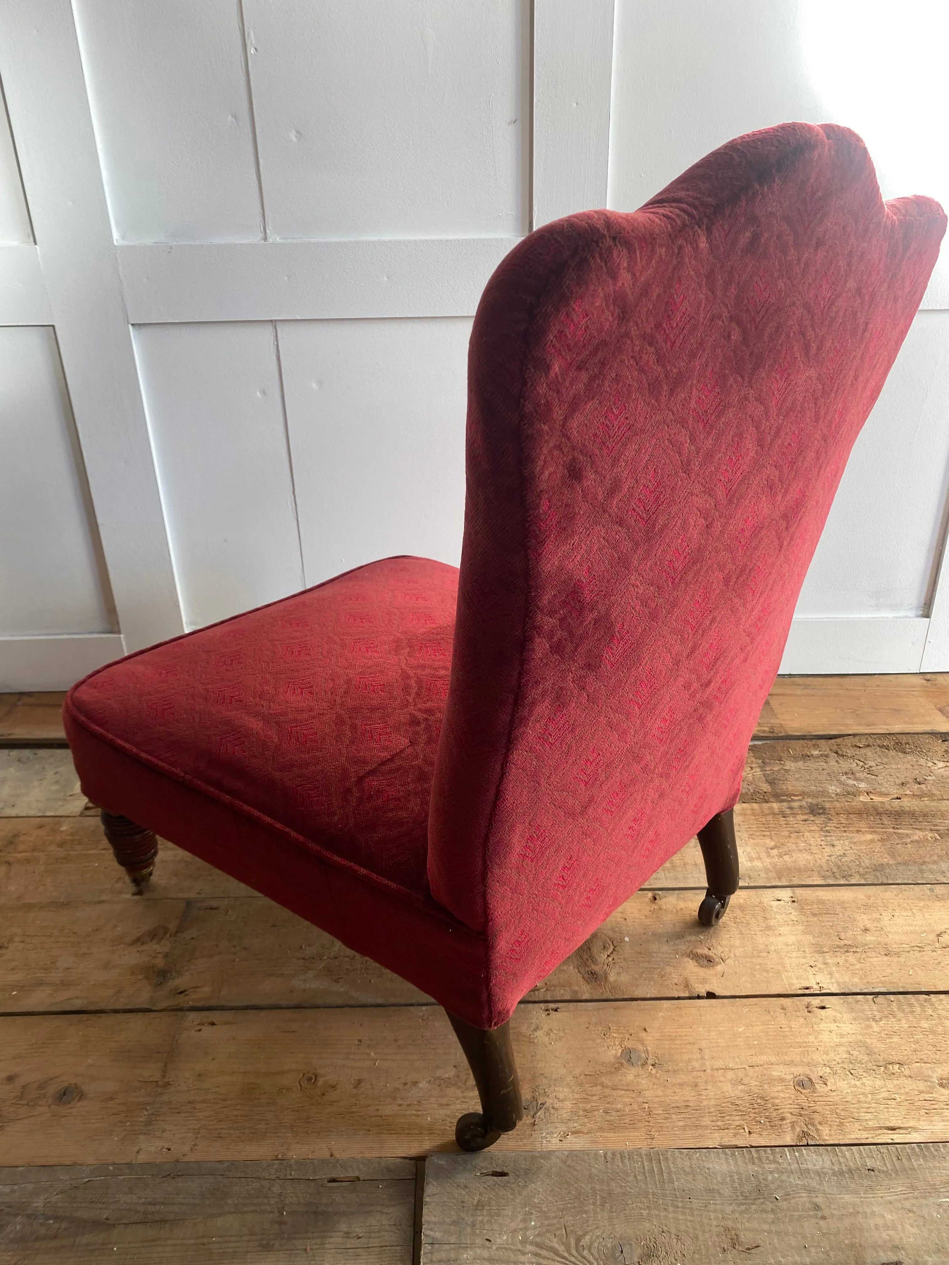 Cornelius V. Smith Victorian slipper chair reupholstered and renovated