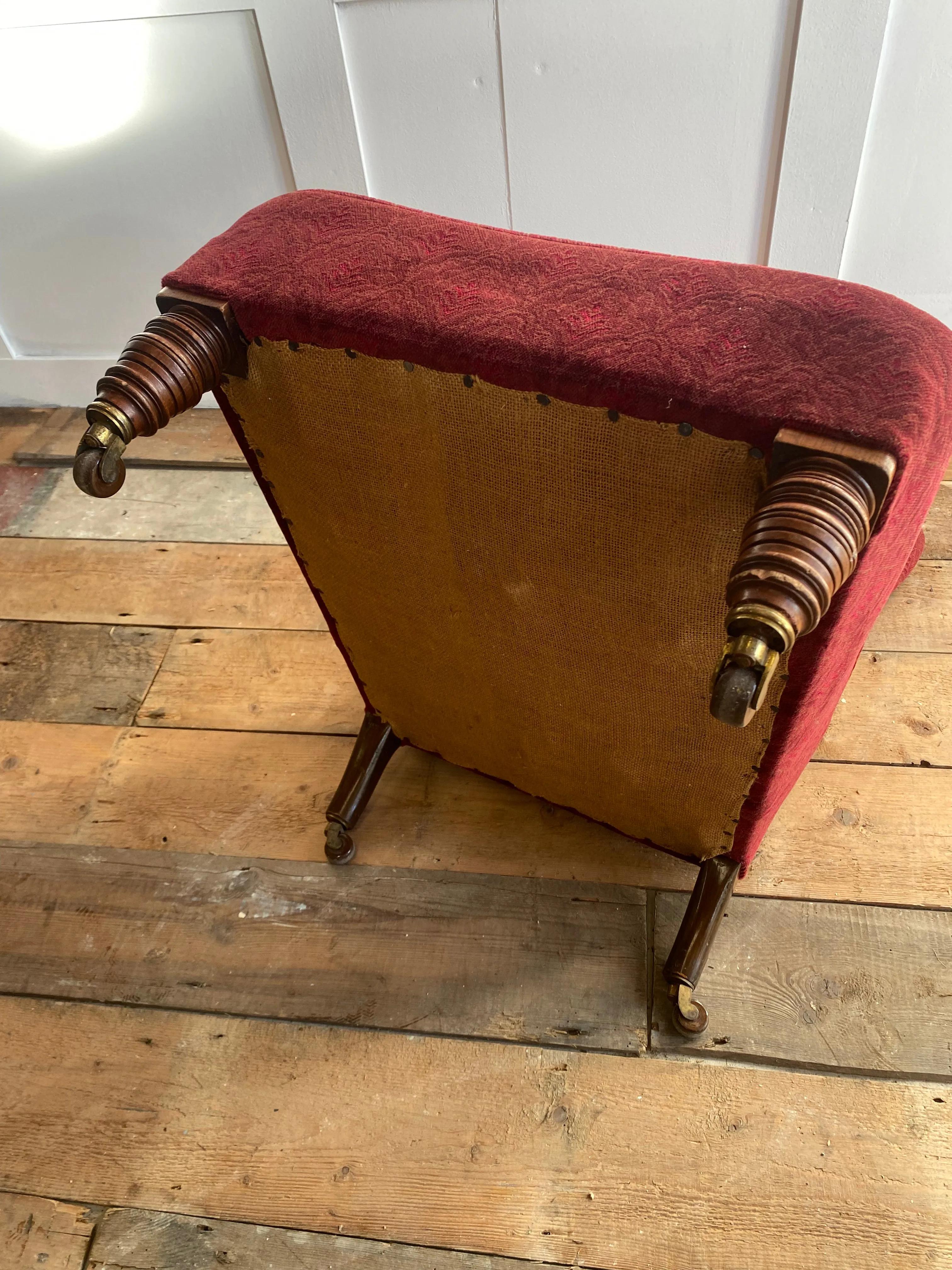 Cornelius V. Smith Victorian slipper chair reupholstered and renovated