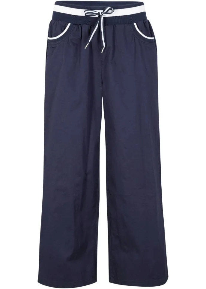 Cotton culottes with a comfortable belt Bpc Bonprix Collection, blue