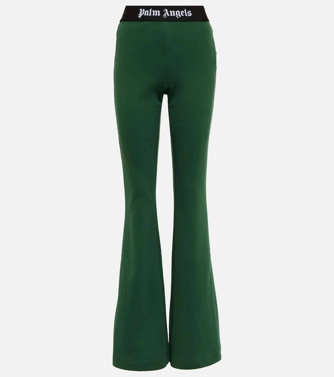 Cotton Jersey Flare Pants with PALM ANGELS Logo, Green