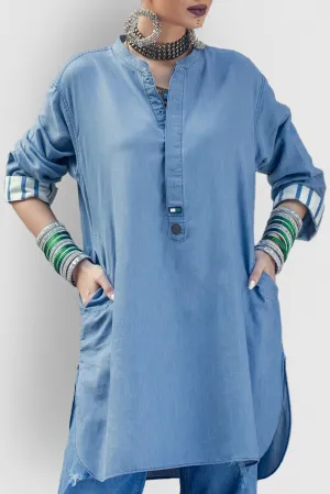 Denim Fusion Kurta –For Her