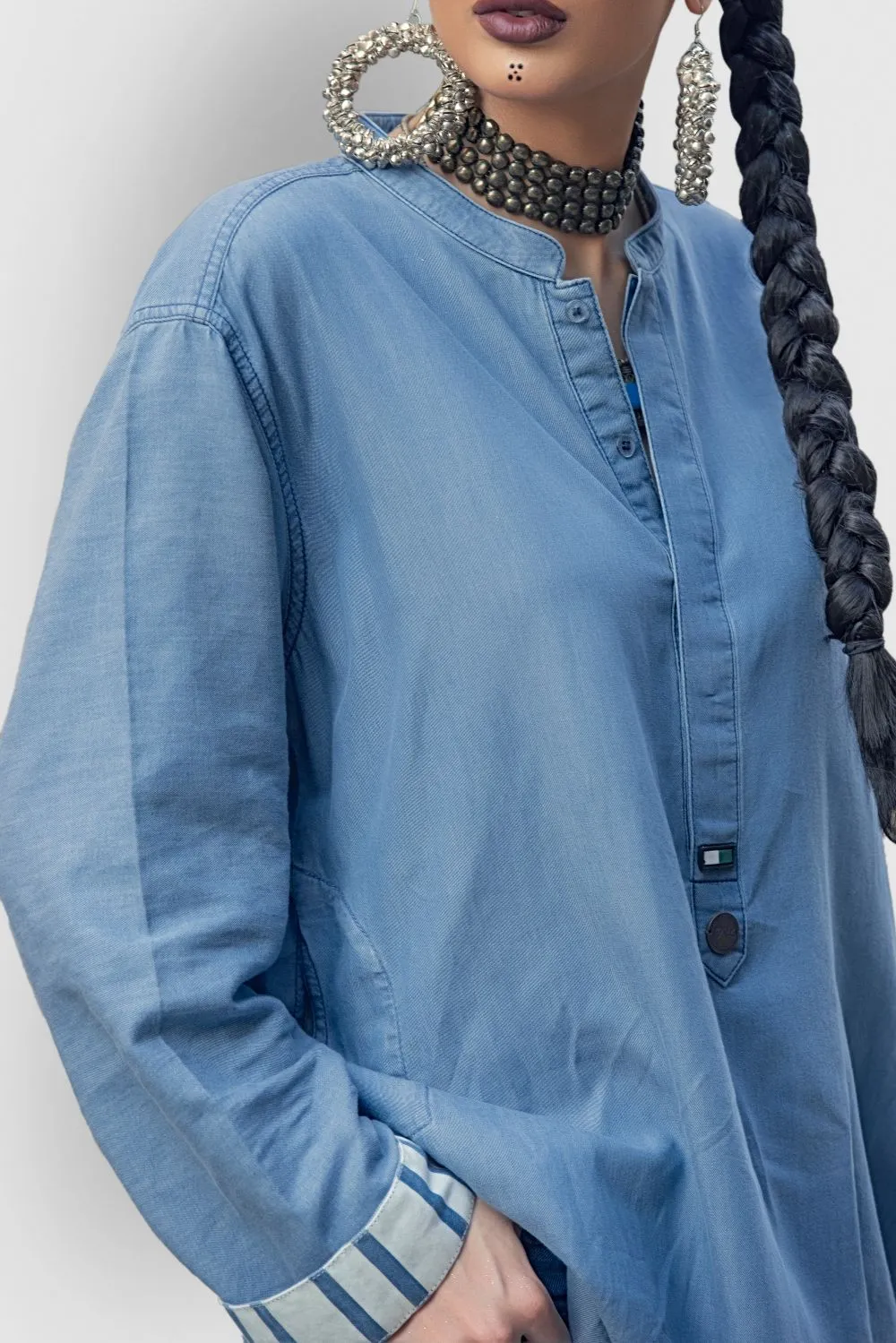 Denim Fusion Kurta –For Her