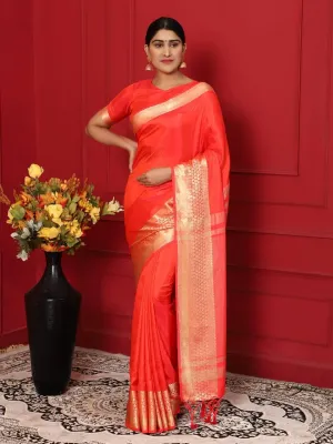 Desire Red Heavy Sana Silk Saree