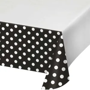 Dots & Stripes Black Velvet Plastic Plastic Tablecover 54inx102in