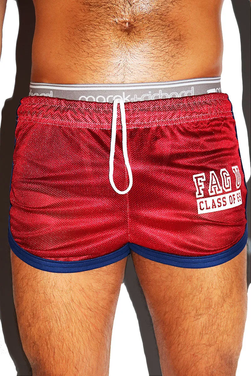 Faggot University Running Shorts-Burgundy