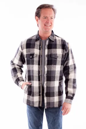 Farthest point black cream basket weave check shirt-jacket