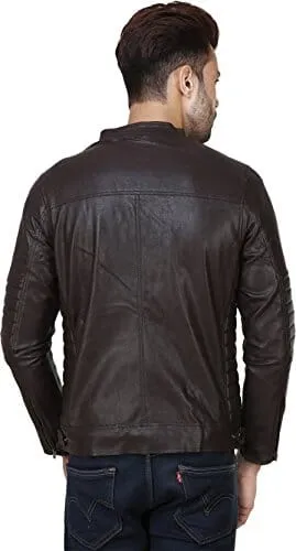 Garmadian Brown Casual Pu Leather Jacket for Men