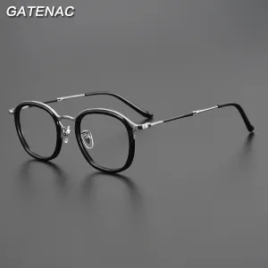 Gatenac Unisex Full Rim Round Square Titanium Eyeglasses Gxyj964