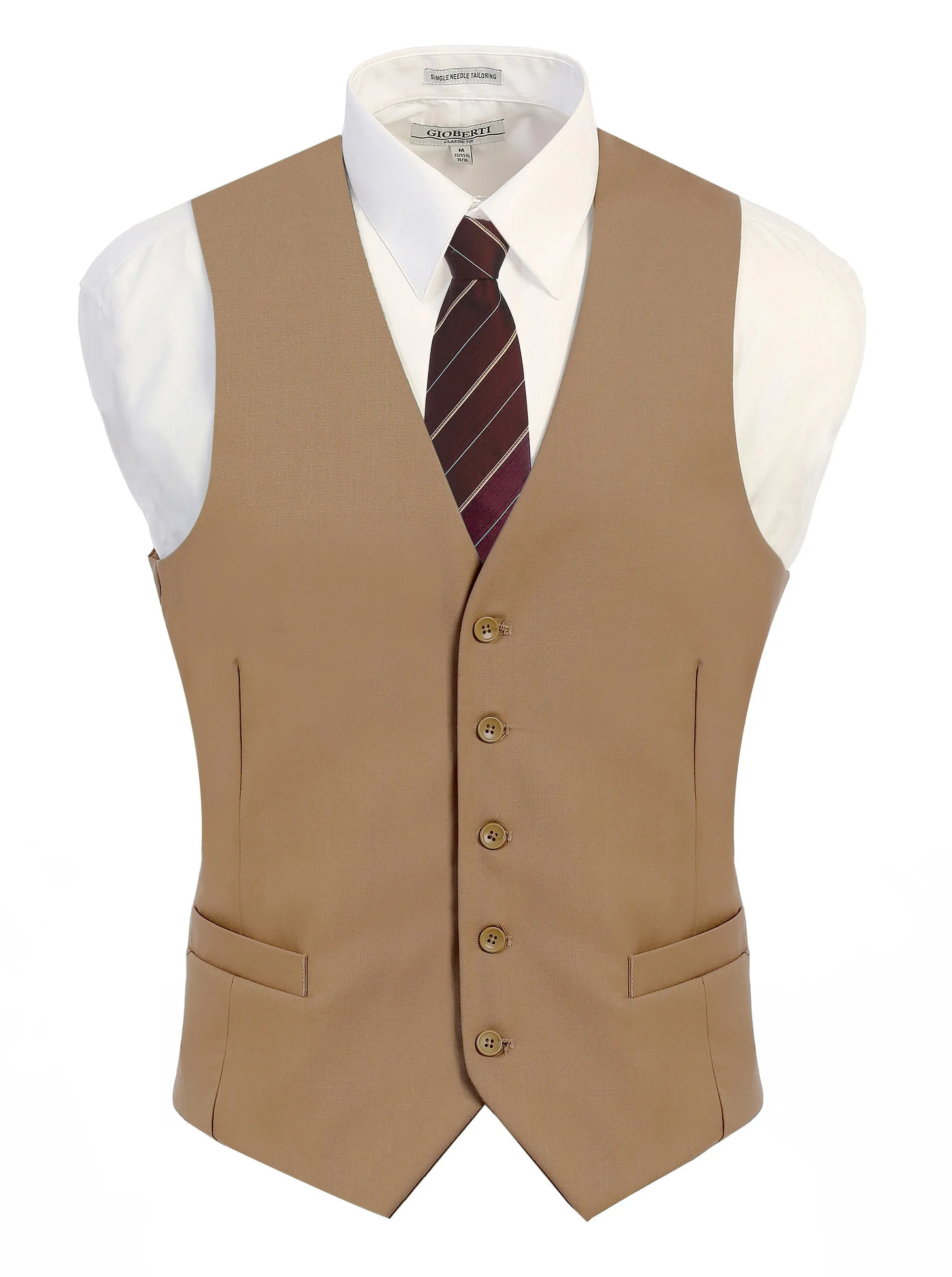 Gioberti Men's Khaki Formal Suit Vest