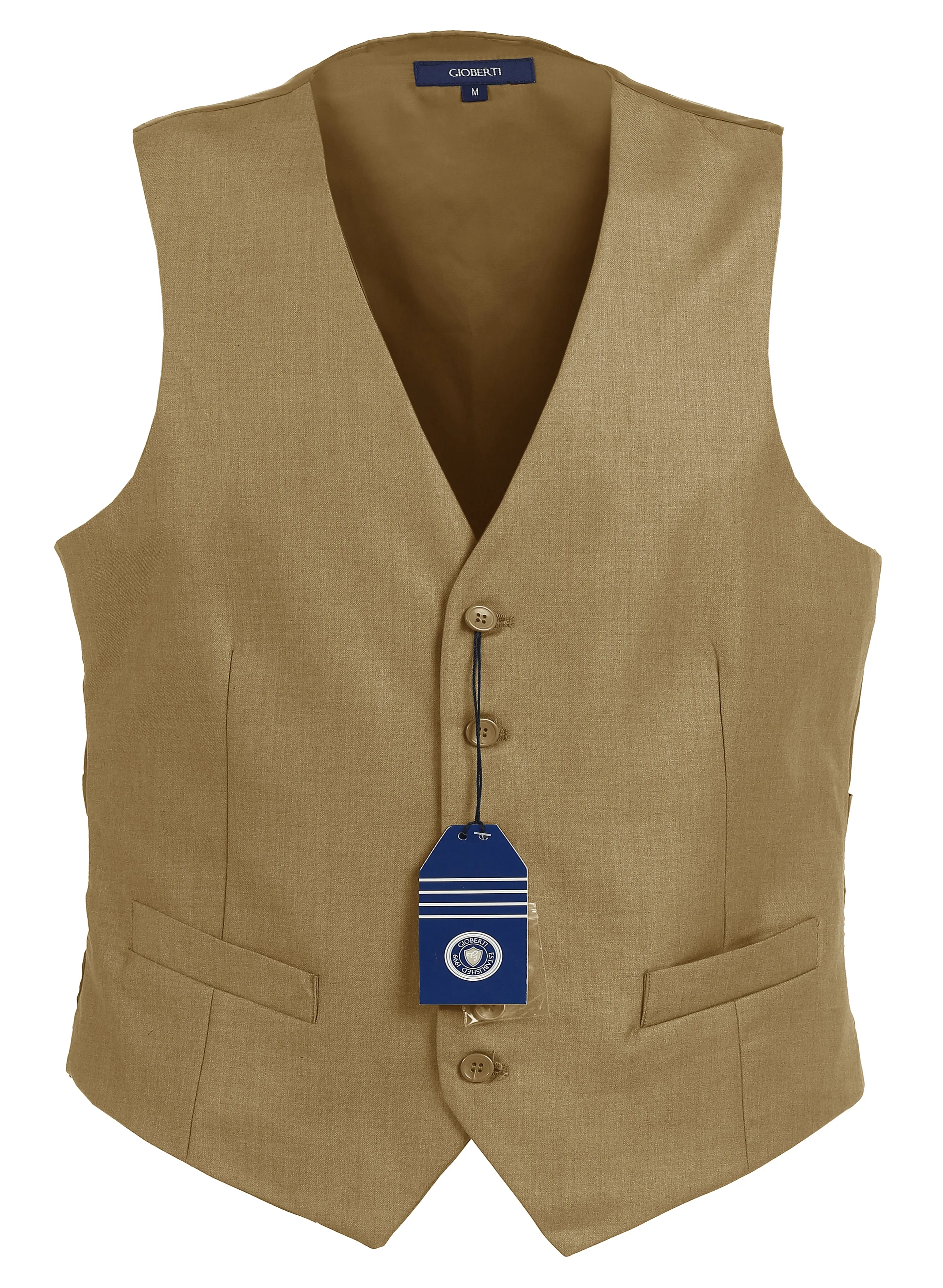 Gioberti Men's Khaki Formal Suit Vest