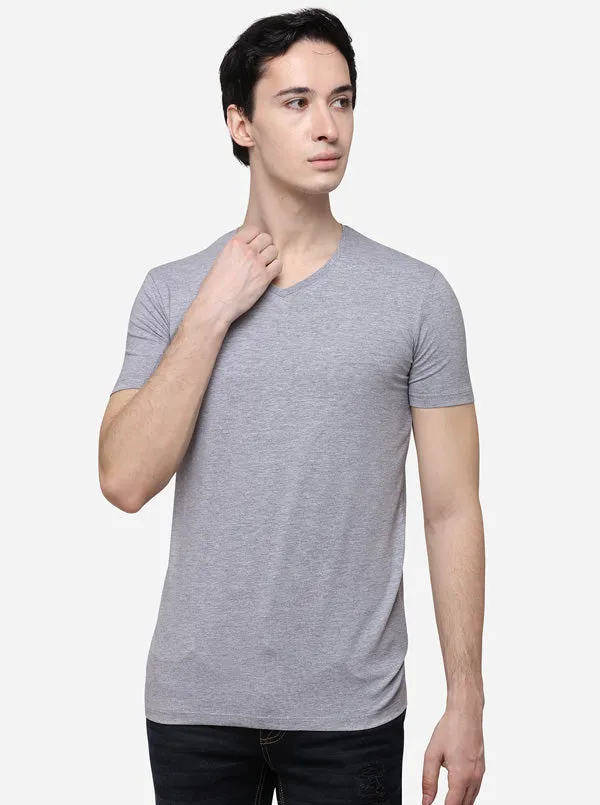 Grey Slim Fit Solid T-Shirt | JadeBlue