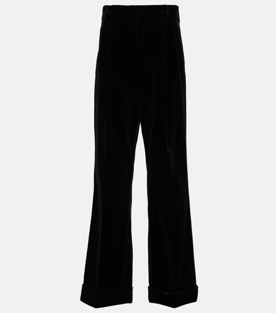 GUCCI cotton velvet wide trousers, black