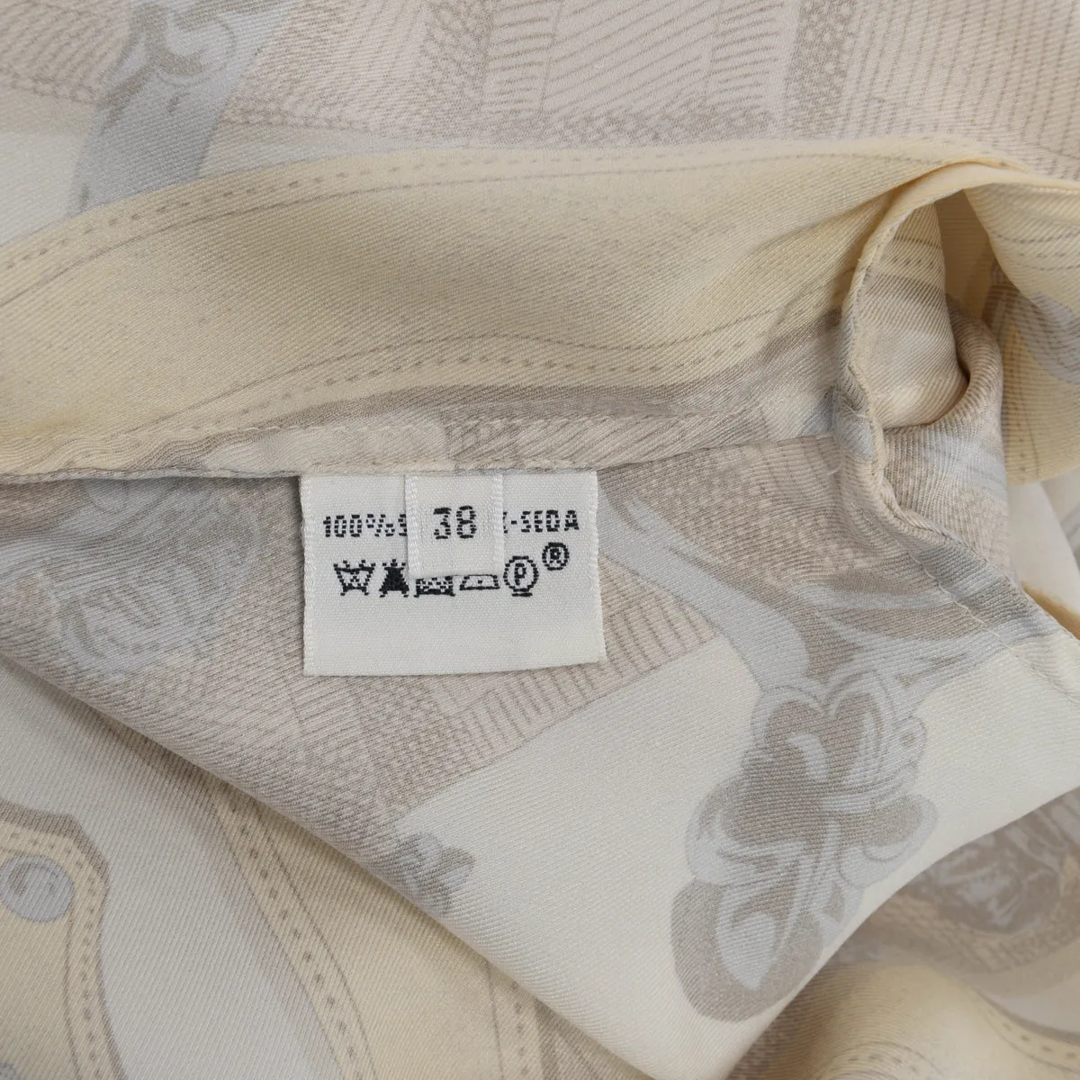 Hermes Beige Silk Cavalcadour Blouse FR 38