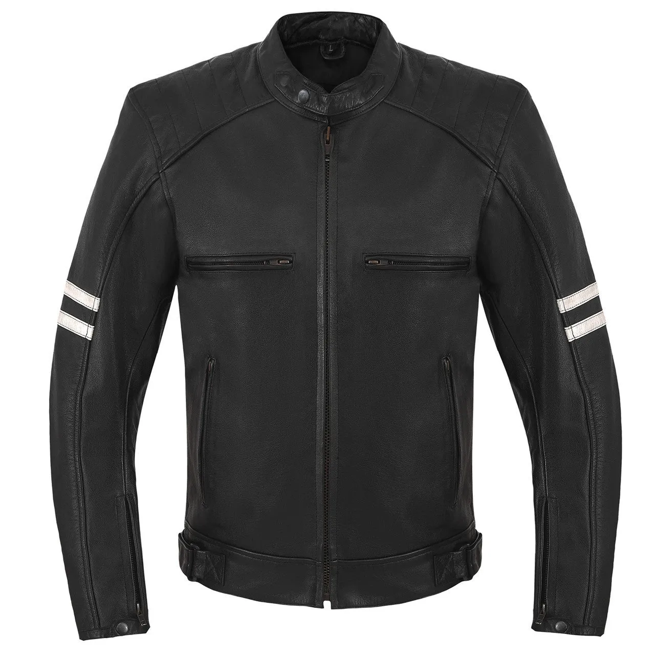 High Mileage Mens Premium Cowhide Leather 'Street' Cruiser Motorcycle Riding Jacket