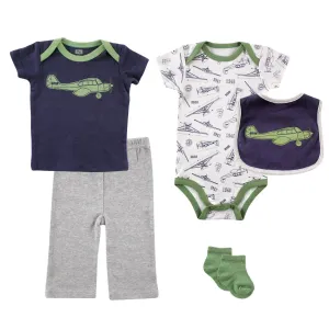 Hudson Baby 5-Piece Gift Set, Airplane