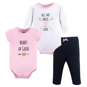 Hudson Baby Cotton Bodysuit and Pant Set, Heart